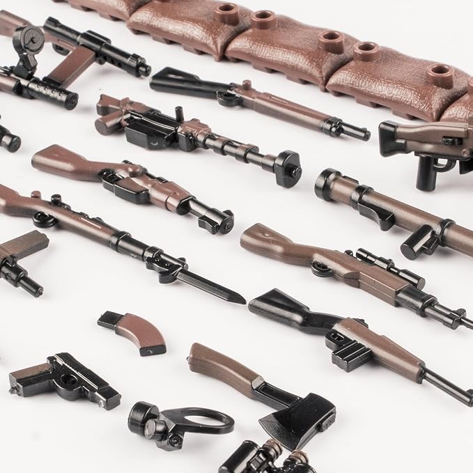 36 Pcs Weapons Pack Military U.S Field Force Weapons Toy Set - Brown Weapons Accessories Weapon Battle Building Blocks Compatible with Major Brand, 3 Years Old and up
