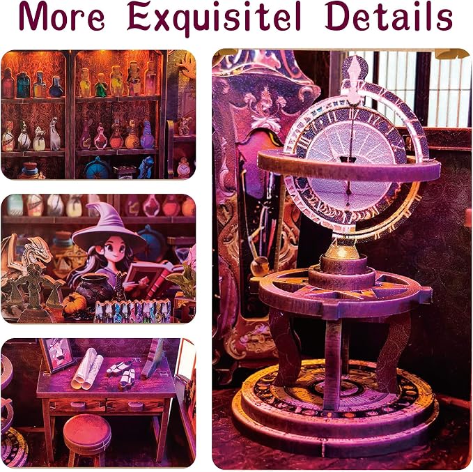 Magic Shop Book Nook Kit - DIY Miniature House Dollhouse Kit for Adult and Teens, Tiny House Bookshelf Decor 3D Wooden Puzzle with LED Lighting, Gifts for Family, Friends (Magic Shop)