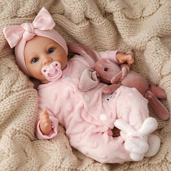 BABESIDE 12 Inch Lifelike Reborn Baby Dolls Realistic Baby Doll Sweet Full Vinyl Real Life Baby Dolls Cute Girl with Toy Accessories Gift Set for Kids Age 3+