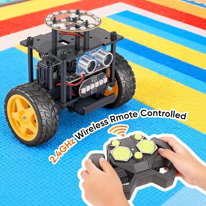 Smart Robot Car Kit Toys for Kids Ages 8-12 12-16, Remote Control Building Robotics Kit, STEM Educational Science Kit Gifts for Teen Boys Girls 8-13 14 15 16 Year Old