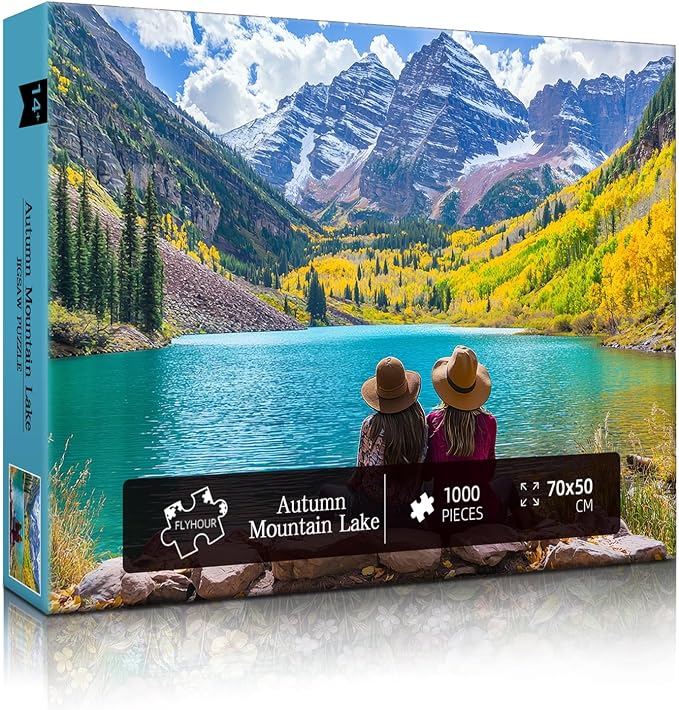 Autumn Mountain Lake Puzzles for Adults 1000 Pieces,Challenging Jigsaw Puzzles for Adults,Difficult Impossible Puzzle for Family Game Night,Puzzle with Letters on Back,Recycled Paper Jigsaw Puzzle