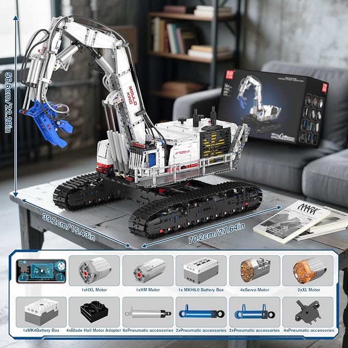 Mould King Engineering Excavator Building Sets, 17062 Large RC Construction Building Kits with APP Remote Control, STEM Construction Vehicles Model for Adults(4195PCS)
