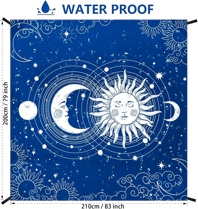WIWIGO Beach Blanket Waterproof Sandproof Beach Mat 79" X 83"/10'x9'for 2-8 Adults Quick Drying Outdoor Picnic Mat Beach Accessories for Travel, Camping, Hiking