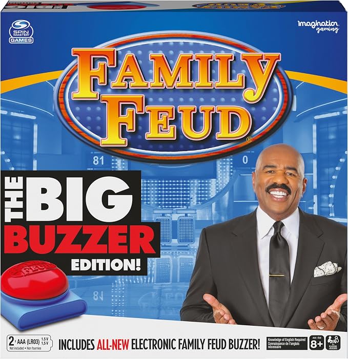 Spin Master Family Feud Big Buzzer Game, Amazon Exclusive “Buzz in” with The Electronic Buzzer Board Game for Hilarious Family Fun, Ages 8 and up