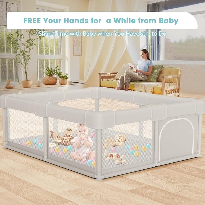 Besuhot Baby Playpen Baby Playard, Play Pen for Babies and Toddlers with Gate, 50x50 Fence, Sturdy Safety Playpen, Indoor & Outdoor Kids Activity Center