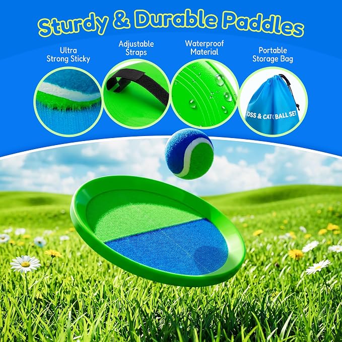 Upgraded Toss and Catch Ball Game Set, Beach Pool Toys Outdoor Games for Kids Toys, Outside Family Lawn Yard Games, for Boys Girls 3 4 5 6 7 8 9 10 11 12 Years Old