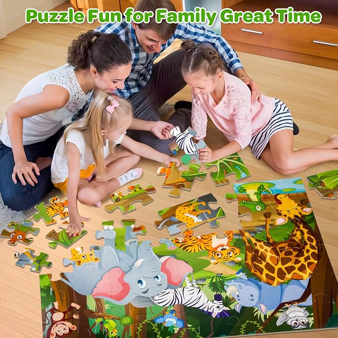 Jumbo Floor Puzzle for Kids, 48 Pieces Large Animal Jigsaw Puzzles for Kids 3 4 5, Toddler Learning Preschool Educational Toys for 4-8, Birthday for Boys Girls