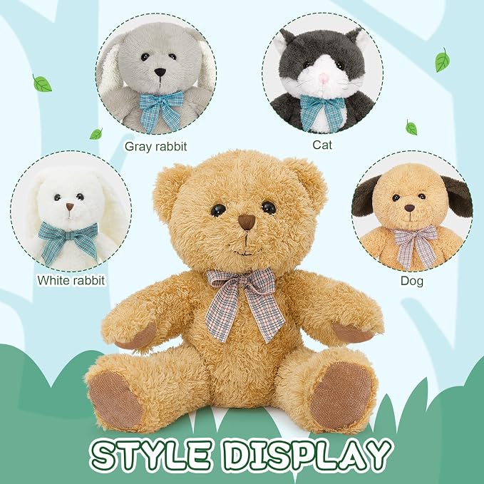 MaoGoLan 5Pcs Plush Animal Set, 13 Inch Stuffed Animals Bulk with Teddy Bear, Floppy Bunnies, Puppy and Kitty, Soft Plushies Bundle for Kids Girls Teens, Birthday Christmas Party Favors Room Decor
