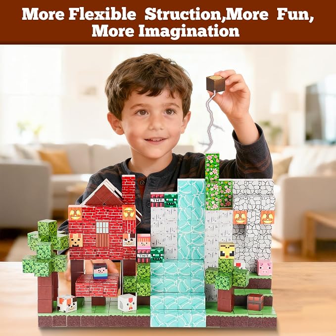 Magnetic Building Blocks Set -150PCS Magnetic Tiles with 10 Toy Figures & 10 Weapons, Educational Toys for Kids (Boys & Girls)