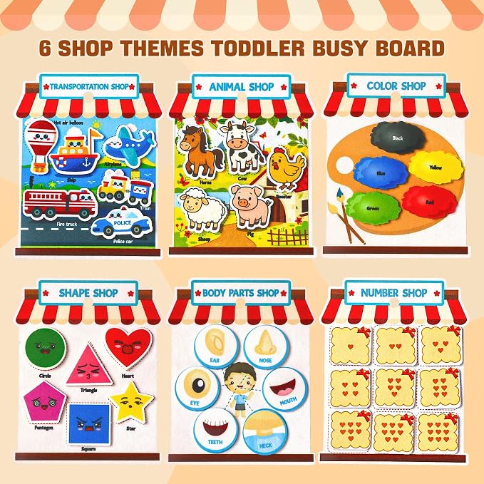 Activity Books for Toddlers 1-3, Montessori Felt Busy Book for Toddlers, Educational Sensory Toys for Baby 1+, Preschool Learning Busy Board, Color Sorting Toys for Boys and Girls Birthday Gifts