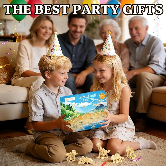Tenhorses Dinosaur Party Favors for Kids, 24 Dinosaurs Fossil Building Sets,Dinosaur Toys, Party Favors for Kids 4-8, Easter,Christmas, Birthday Gift for Dinosaur & Fossil Enthusiasts(795PCS)