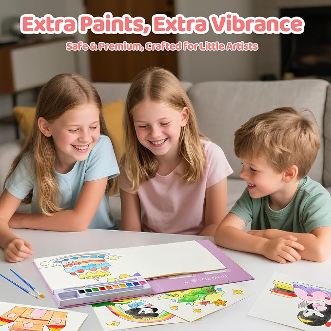 Paint with Water Coloring Books for Toddlers Craft, Mess Free Watercolor Painting Set for Kids Ages 3 4 5 6 7 8, DIY Painting Arts Crafts Drawing Activities Book Toy Present for Girls & Boys - Unicorn