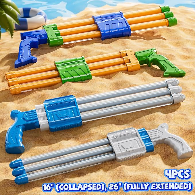 4 Pack Water Guns for Kids Adults, Summer Outdoor Water Toys Swimming Pool Game, Beach Water Game Fighting Play Pool Toys for Boys Girls Kids Ages 4-8, 8-12