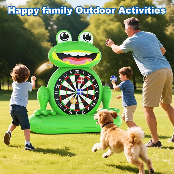 MOONTOY Kids Fun Pool Toys, Inflatable Frog Dart Board Water Games, Swimming Pool Floats with Sticky Balls, Summer Party Birthday Gift 3 4 5 6 7 8 9 12 Years Old Boys Girls Teen Adult