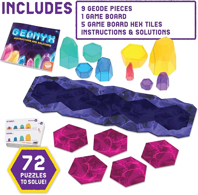 MindWare Geonyx Single-Player Logic Game, Crystal-Shifting Brain Teaser Puzzle with Progressive Challenges for Critical Thinking and Spatial Reasoning, Solo Play for Kids and Adults Ages 8 and Up