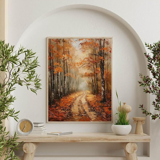 Fall Paint by Numbers for Adults and Kids, Painting by Number Kits On Canvas, Tree Landscape Number Artist Paint by Number Kit Without Frame DIY Oil Painting Acrylic Paints, Home Wall Decor, 12x16in