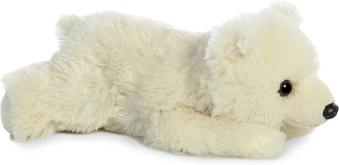 Aurora® Adorable Mini Flopsie™ Polar Bear Stuffed Animal - Mini Companions Ready for Playful Adventures - for Kids All Ages, Toddlers, Adults, and Families - White 9 Inches