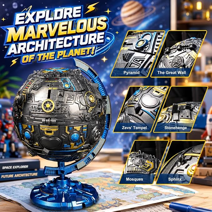 Globe Transforming Toy, 2 in 1 Transform into Robot Action Figure, DIY Transformation Figure Toys for Kids & Adults Action Figures for Boys Party Favors Gift