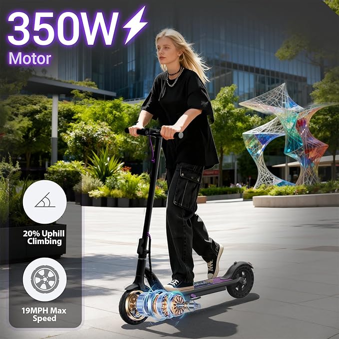 Aovowheel Electric Scooter for Adults, Folding E Scooter with 350W/500W Motor 16/24 Mph Top Speed, Max 19-23 Miles Long Range, 8.5''/10''/14''Tires Commuting Scooters with Dual Brakes System, APP