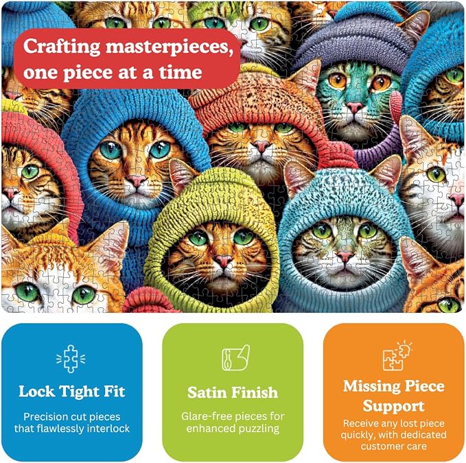 Cross & Glory | 1000 Piece Jigsaw Puzzles for Adults | Whiskered World: A Kitty Kaleidoscope | Cat Jigsaw Puzzle | Satin Finish 1000 Piece Puzzle for Adults Cats | Ages 14+