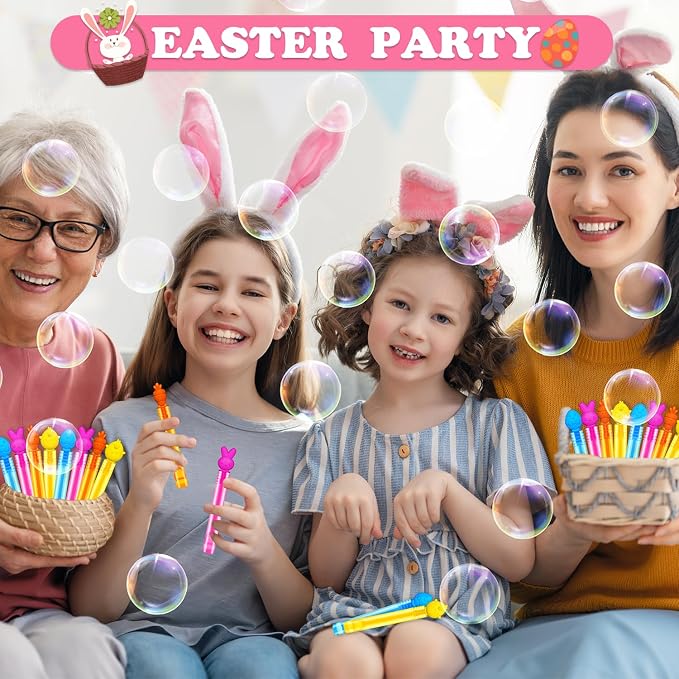 Easter Basket Goodie Bags Stuffers for Kids,32 Pack Mini Bubbles Party Favors for Toddlers,Easter Gift Treat Goody Bags Pinata Fillers,Easter Essentials Stuff Non Candy Classroom Prizes for Boys Girls
