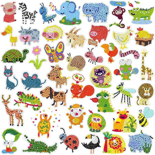 Labeol Diamond Art Kits for Kids Boys and Girls Ages 6-8-10-12 Easy to DIY Creative Diamond Art Sticker Craft by Numbers Kits for Kids and Adult Beginners (Various Animals)