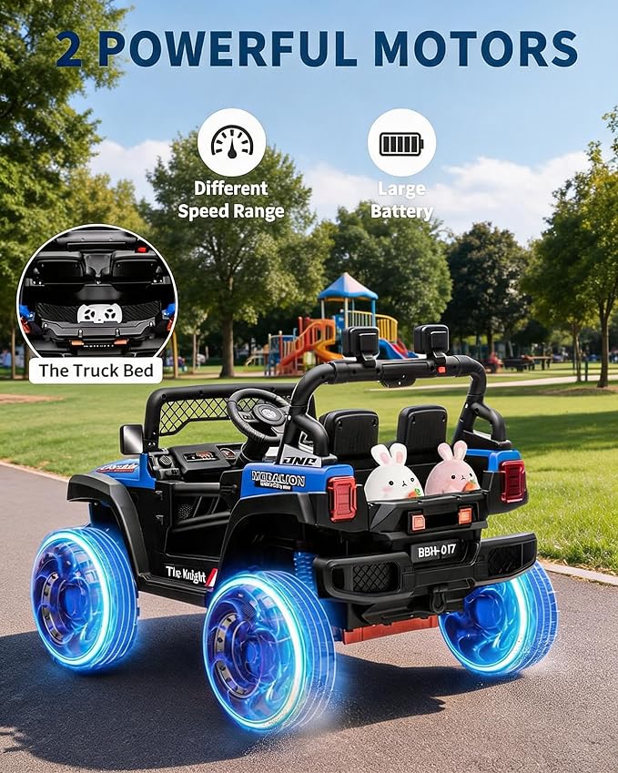 GarveeLife 12V Kids Ride On Car, 2 Seater Electric Toy Car for Toddlers and Children, Ride On Toys with Parent Remote Control, Battery-Powered w/Music & LED Lights