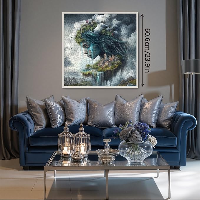 Magic Landscape Women Puzzles for Adults 1000 Pieces Nature, Cloud City Wonders Scenic Art Jigsaw Puzzles, Fantasy Scenery Aesthetic Impossible Hard Difficult Challenging Puzzle