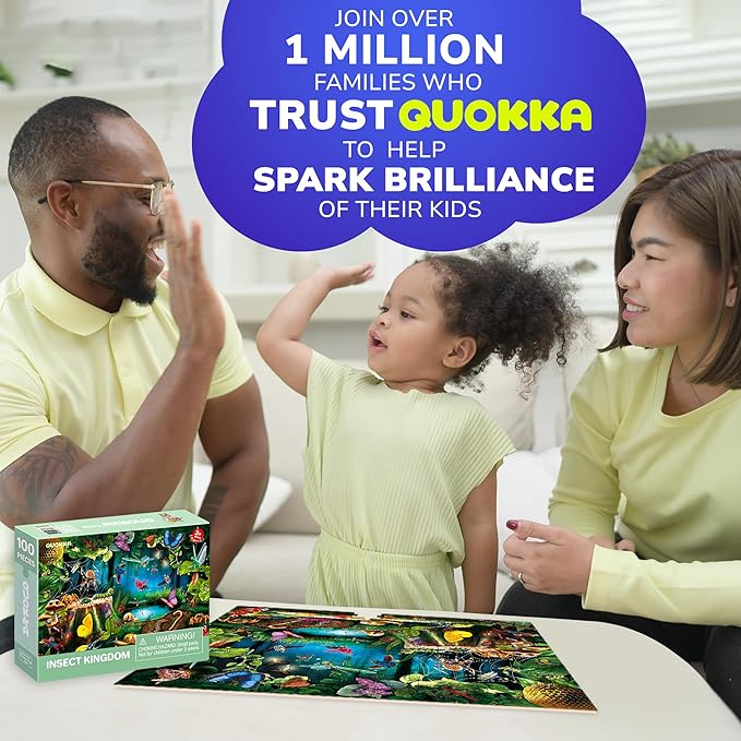 QUOKKA 100 Piece Puzzles for Kids Ages 4-6 – Floor Kids Puzzles Ages 6-8 Year Old – Toy for Learning Forest Bugs for 8-10 yo – Jigsaw Toddler Game for Boy and Girl Age 3-5