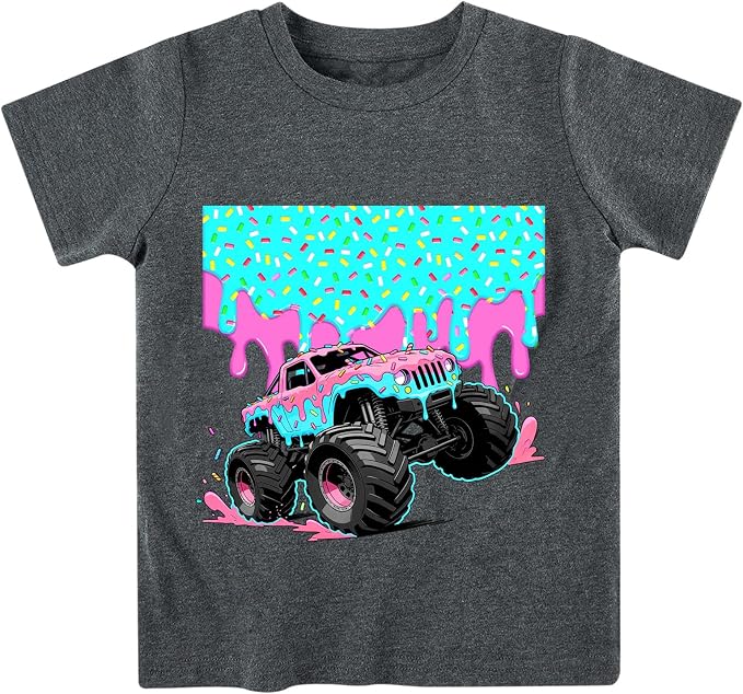 Lovekider Cotton Shirt for 3-6T Boys Truck Dinosaur Toddler Kids T-Shirt Short Sleeve Excavator Construction T-Rex Tee Shirts