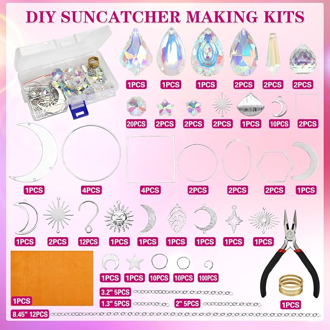 228pcs Sun Catcher Kits for Adults, DIY Arts and Crafts for Women Prism Crystal Suncatchers Indoor Window Hanging Ornaments Decor for Home Gifts for Mother Wife Daughter