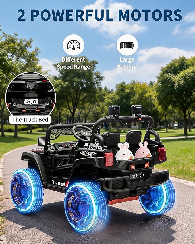 GarveeLife 12V Kids Ride On Car, 2 Seater Electric Toy Car for Toddlers and Children, Ride On Toys with Parent Remote Control, Battery-Powered w/Music & LED Lights