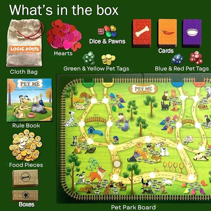 Multiplication and Division Game - Fun Math Board Game, Easy Start STEM Toy, Educational Gift for Kids (Girls & Boys), Homeschoolers, Grade 1 and Up (Pet Me)