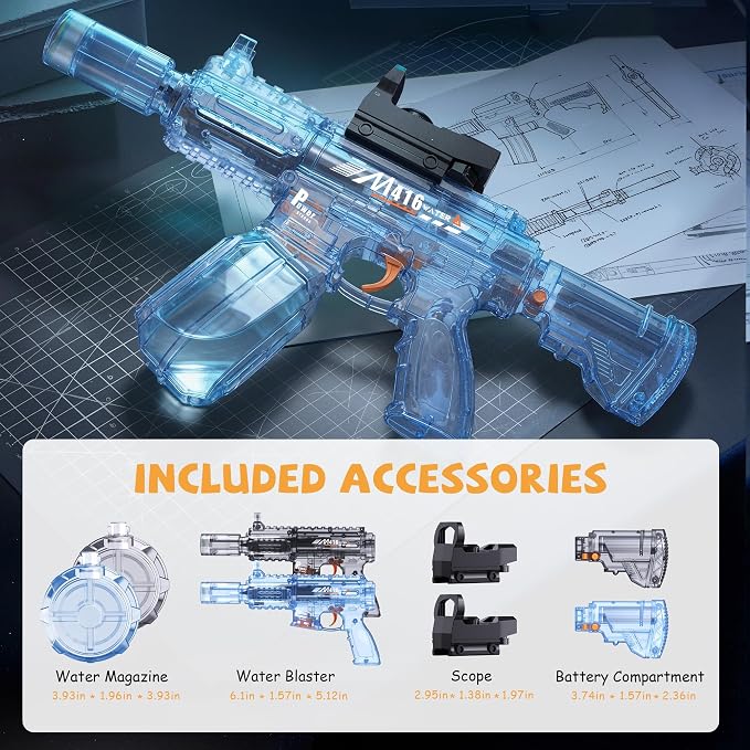 2 Pack Water Gun for Kids, Squirt Guns for Kids with LED Light & 25 FT Shooting Range, Large Capacity No Leak Water Gun, Summer Swimming Pool Beach Outdoor Water Fighting Parties Toys
