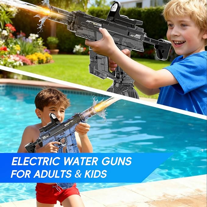 Electric Squirt Water Gun for Adults & Kid, Automatic Water Blaster Toy with Battery Powered, Long Range & High Capacity, Powerful Water Pistol for Outdoor Pool Beach Backyard Play Water Game