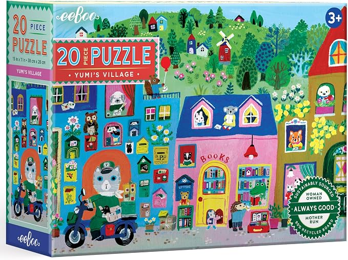 eeBoo 20 Piece Giant Floor Puzzle - Yumi's Village Children's Puzzle Community Themed, Large Pieces for Small Hands to Develop Motor Skills