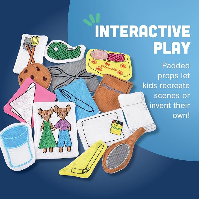 Constructive Playthings If You Give a Mouse a Cookie Plush Hand Puppet Set for Literacy and Visual Learning, Toddler Toys for Kids 2 Years & Up, 16-Pieces