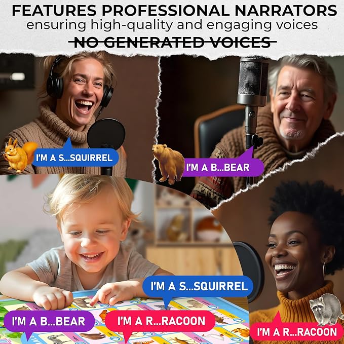 QUOKKA Educational Toys for Kids 5-7 Year Old - Set of 4 Vertical 4 Learning Wall Chart for Toddlers Age 3 4 6+ - Interactive Speech Therapy Poster Boy Girl - Autism Puzzle Game 8-10-12