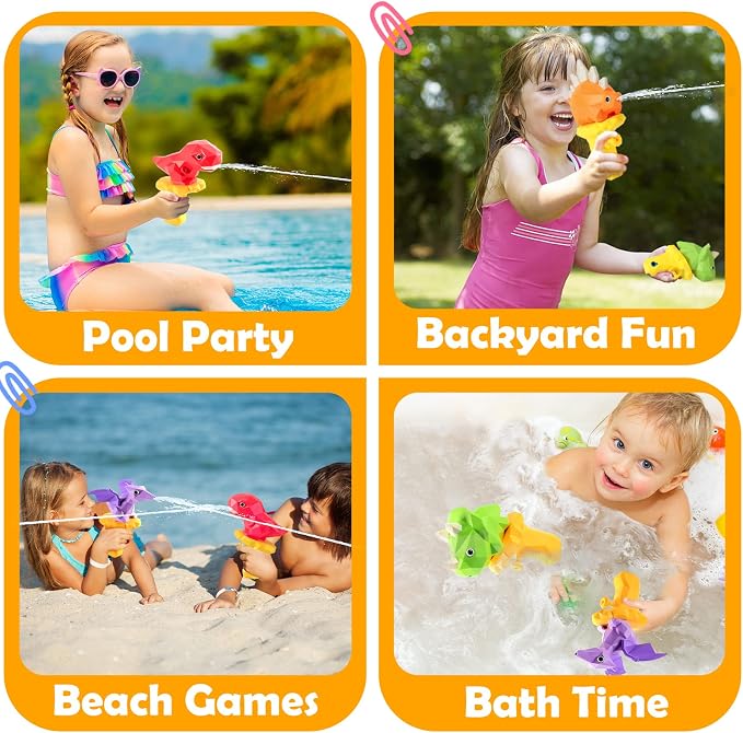 Dinosaur Water Guns for Kids 5PCS Dino Squirt Guns Outdoor Water Pool Toys for Toddlers 2-4 3-5 Summer Beach Bath Toys 1-3 Mini Small Blaster Squirter for Kids Age 2 3 4 5 6 Year Old Boys Girls Gifts