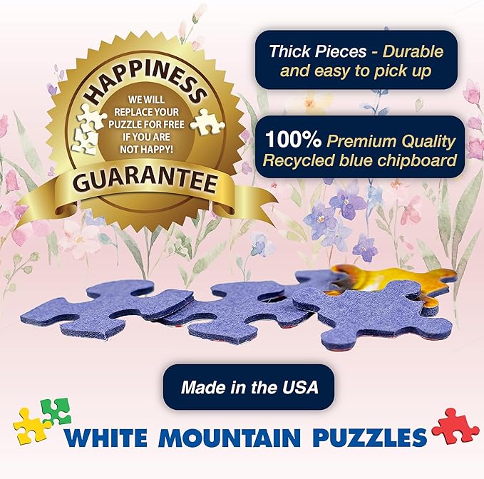 White Mountain 1000 Piece Jigsaw Puzzle Spring Garden Blossom Scene Puzzles with Large Pieces Gift for Adults and Family 24"x30" - Under Pink Blooms