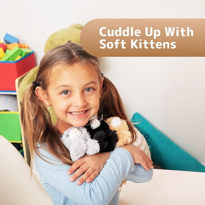 PREXTEX Plush Cat Toys Stuffed Animal with 3 Cats Baby Stuffed Animals - Big Cat Zippers 3 Little Plush Baby Kittens - Animal with Babies - Gift for Cats Lovers