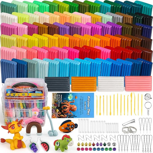 Ixiaoyoo 88 Colors Polymer Clay, DIY Modeling Clay Starter kit for Kids, Oven Baked Model Clay Art & Crafts Toys with Sculpting Tools, Non-Sticky, Birthday & Christmas Gift for Kids & Adults Artists