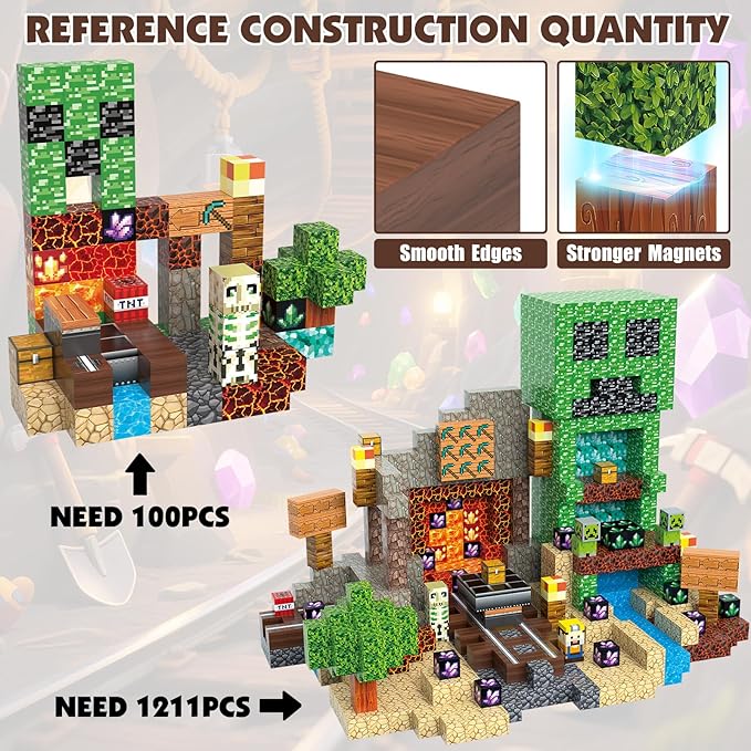 JIMI Magnetic Building Blocks Set, 100pcs Magnetic Blocks STEM Construction Toys, Montessori Sensory Stacking Toys for Boys Girls Age 3 4 5 6 7 8, Magnet Cubes Christmas Birthday Present for Kids