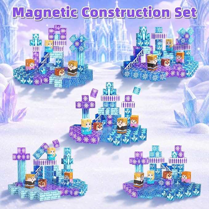 Magnetic Blocks, 48PCS Magnetic Building Cube Set for Kids Ages 3+, Constructions STEM Stacking Tiles Toy Building Birthday Gifts for Girls