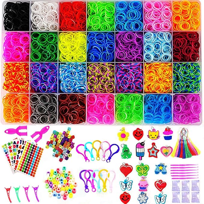 YITOHOP 12080+ Loom Bands Set, Rubber Bands for Bracelet Making Kit, DIY Arts & Crafts Idea, Friendship Bracelet Birthday Gift Kits for Kids Girls Boys Creative Art Crafts