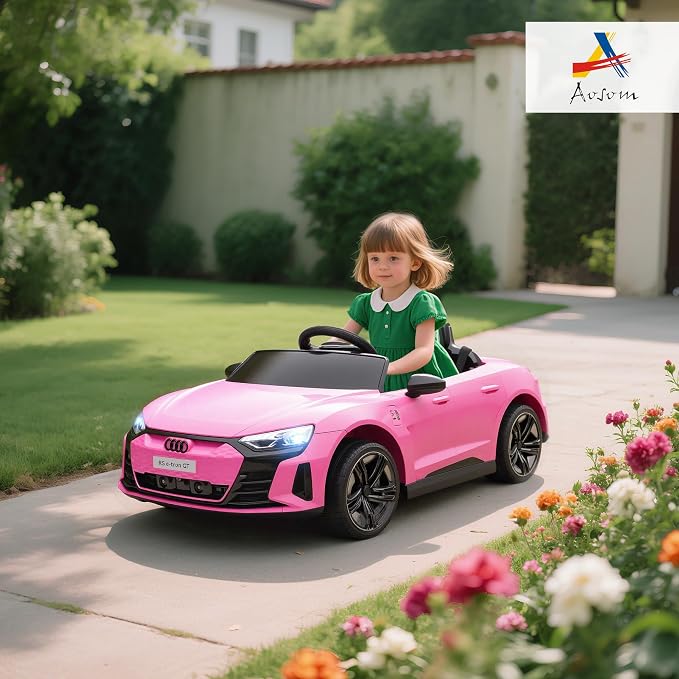 Aosom Licensed Audi RS e-tron GT 12V Ride On Car Truck for Kids, Electric Car Ride On Vehicle w/Parent Remote Control, Music, Lights, for Toddlers, Pink