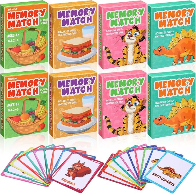 Zubebe 8 Sets Memory Matching Game for Kids Memory Match Fun Matching Game Educational Toys for Family Night, Party Favors, Classroom Prizes (Style 1)