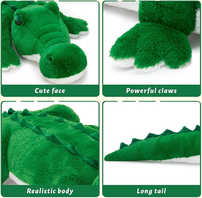 MorisMos Giant Alligator Stuffed Animal, 59" Soft Jumbo Crocodile Plush Toy for Kids, Giant Stuffed Crocodile Large Stuffed Alligator Pillow for Boys Girls Birthday