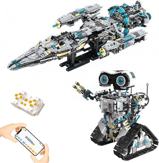 HPROMOT 2-in-1 STEM Robot Building Kit, 1468 PCS APP & Remote Control Space Robot Toys for Kids Ages 8-16, Engineering Technic Coding Robotic Kit, Educational Science Set Birthday Gift for Boys Girls