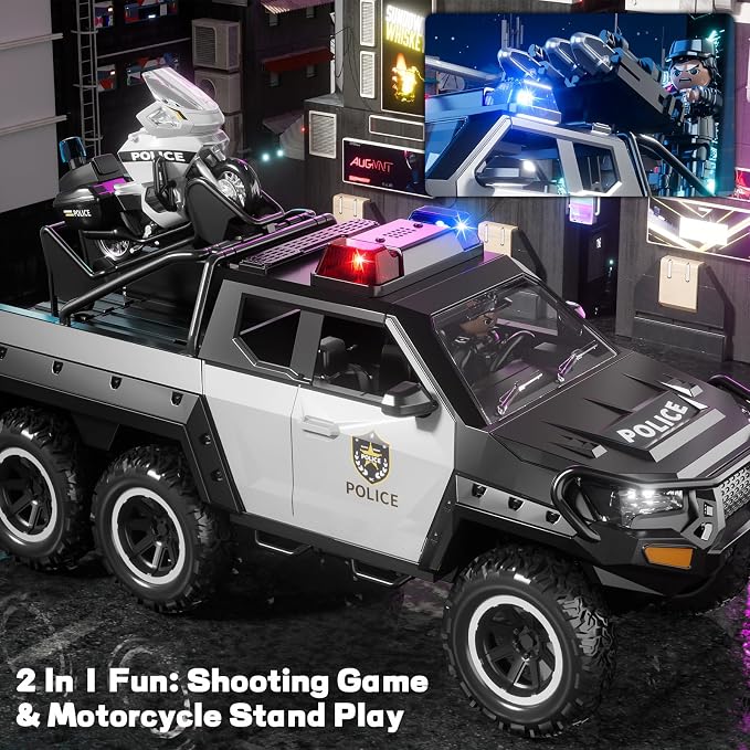 Police Car Toys for Boys 3 4 5 6 7 8 Years Old : Friction Powered Trucks Toy with Light and Sound Gifts for Girls Age 3-12 | Toddler Truck for Kids Ages 4-8 | Role Playing Police Truck Toys